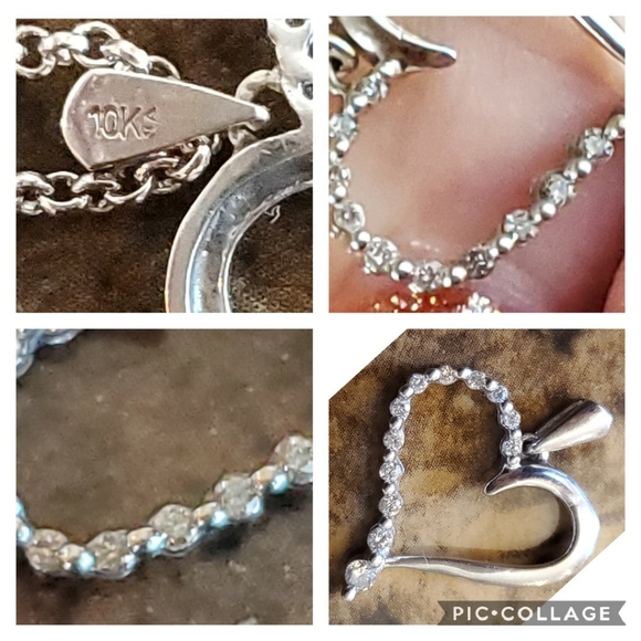 Genuine 10k White Gold Heart, with .40ct Diamonds Pendant - Picture 4 of 5